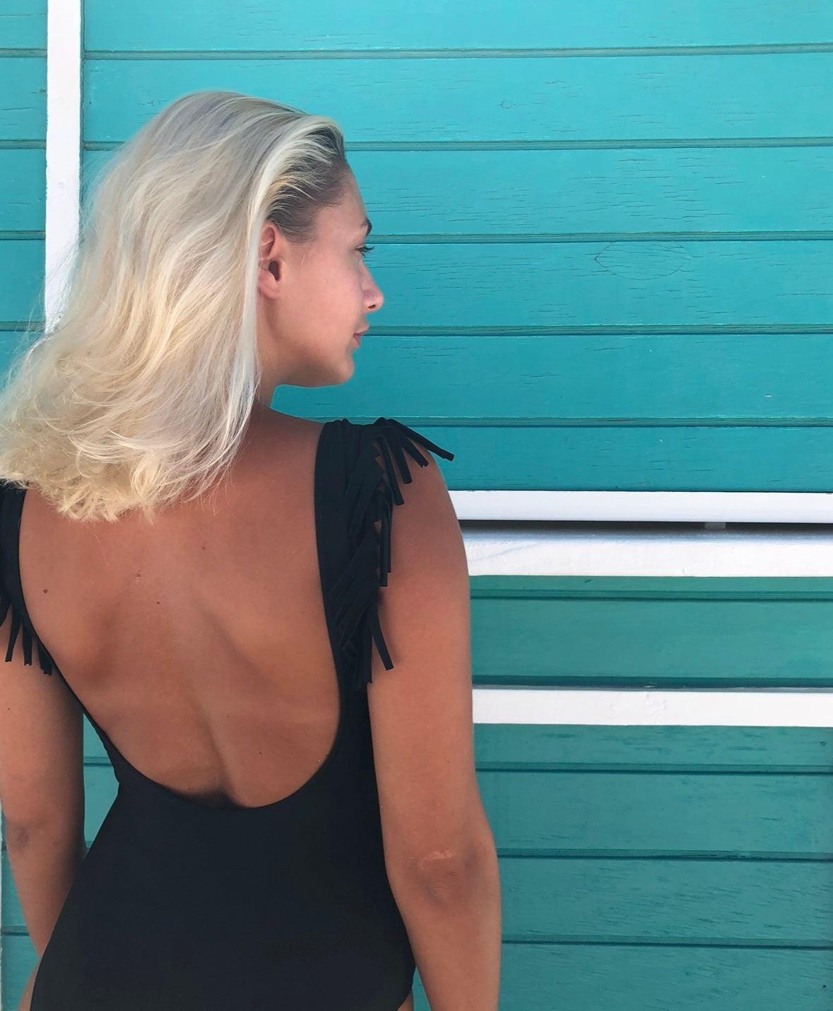HONEY DIP one piece fringe BLACK