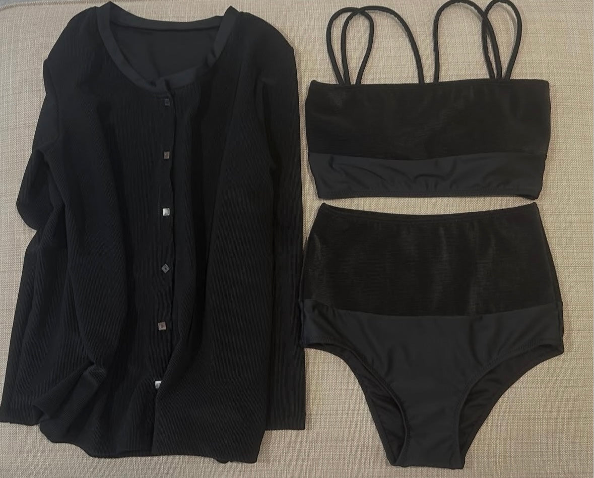 rash guard cardigan black