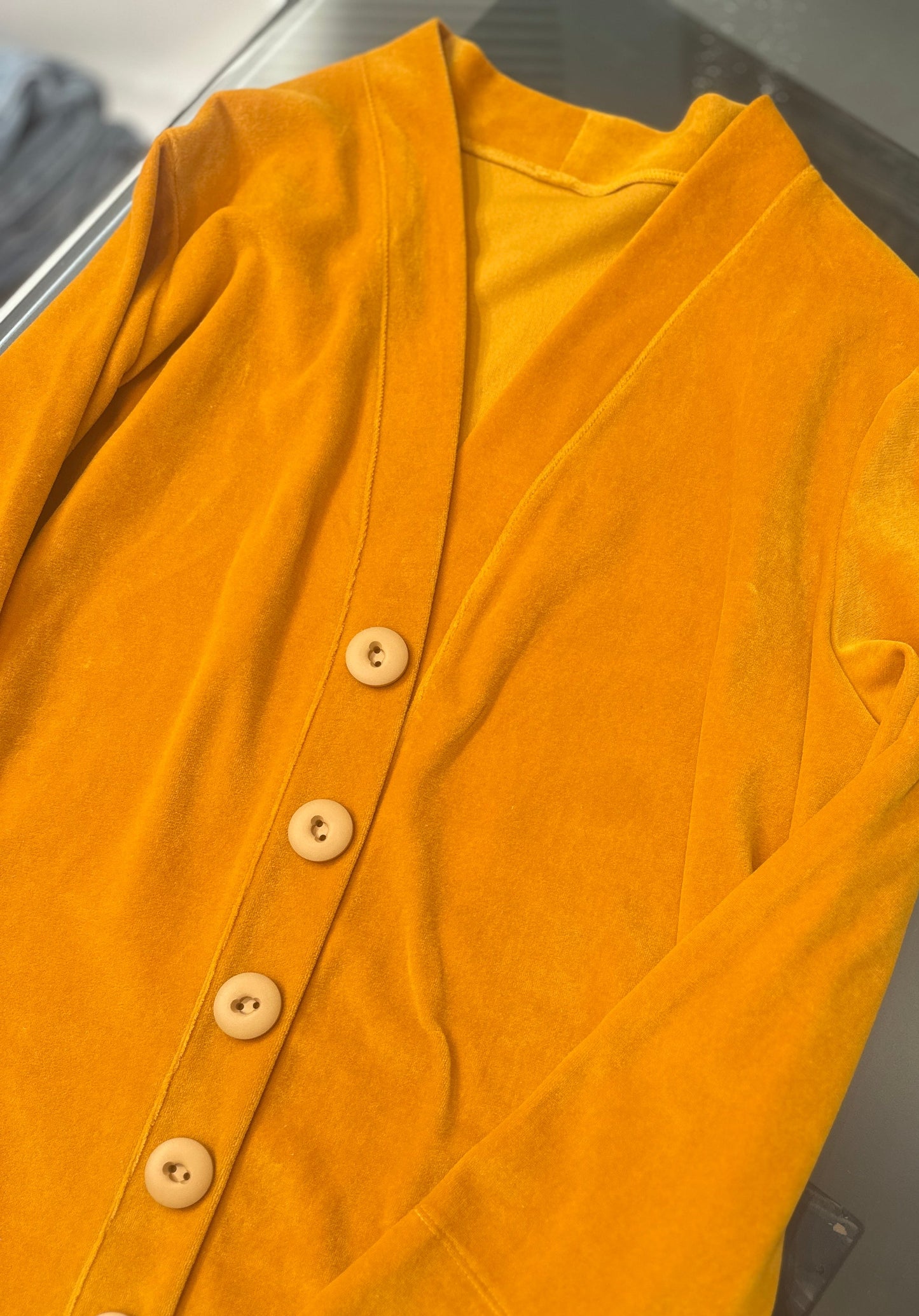 relax wear velor  yellow cardigan