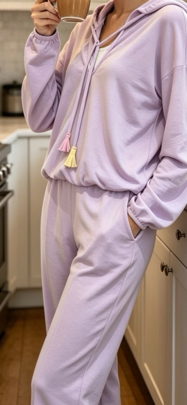 relax wear pile long pants lavender